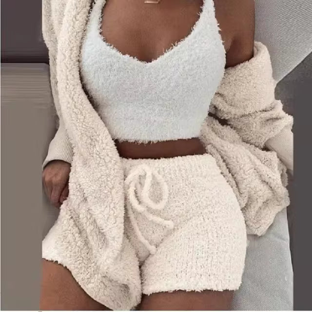 Kuscheliges Pyjama Set aus gestrickten Sherpa-Gewebe (3-teilig)