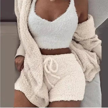 Kuscheliges Pyjama Set aus gestrickten Sherpa-Gewebe (3-teilig)