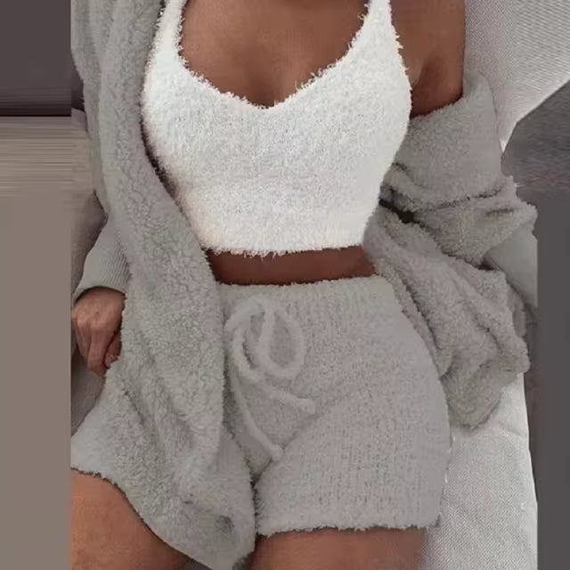 Kuscheliges Pyjama Set aus gestrickten Sherpa-Gewebe (3-teilig)