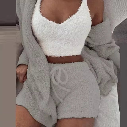 Kuscheliges Pyjama Set aus gestrickten Sherpa-Gewebe (3-teilig)