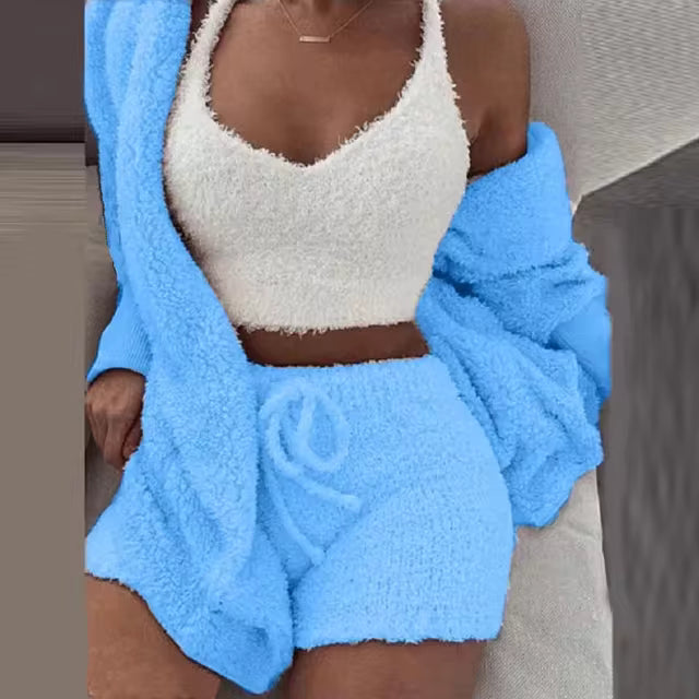 Kuscheliges Pyjama Set aus gestrickten Sherpa-Gewebe (3-teilig)