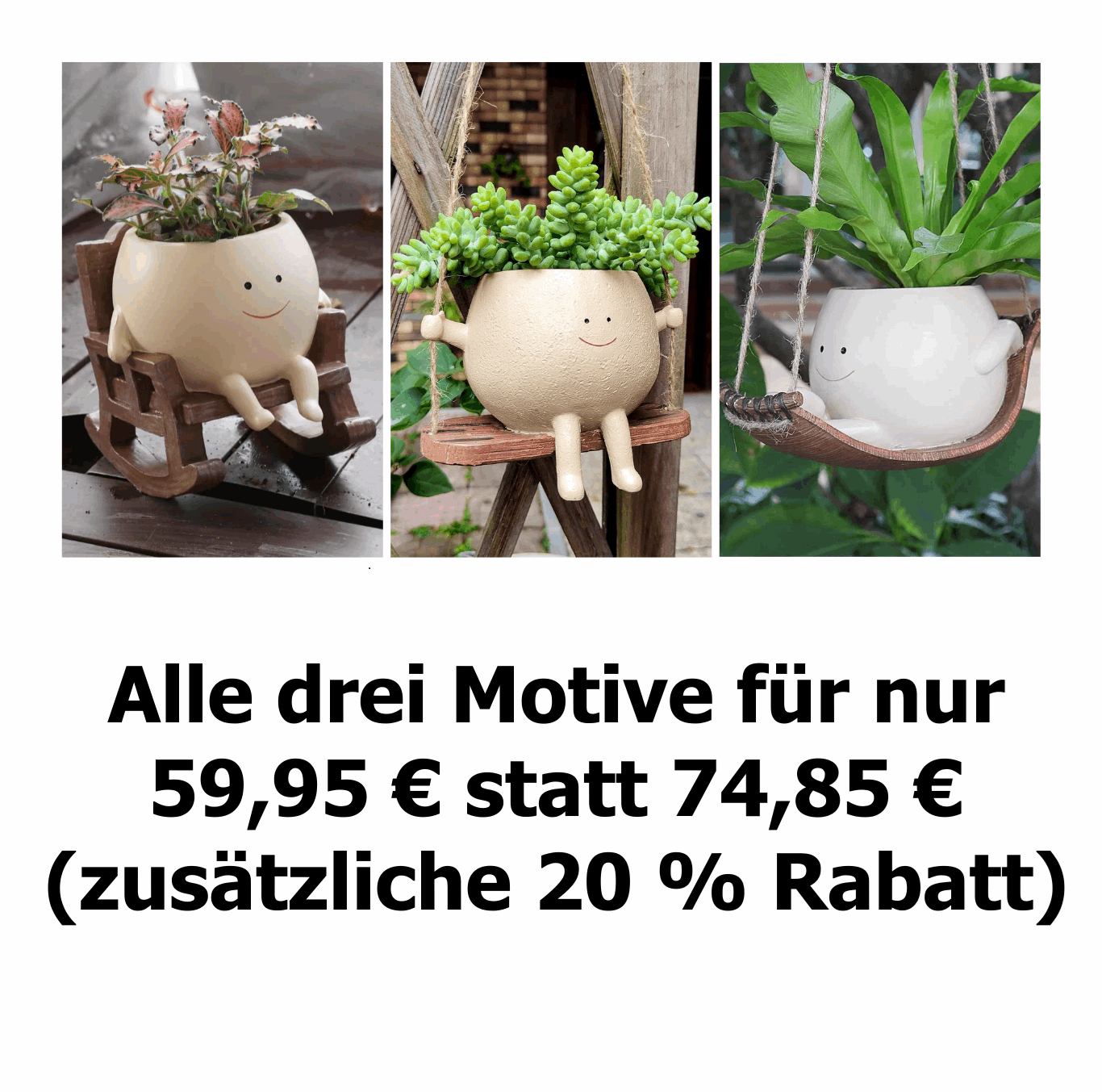 Handgefertigte Pflanzentöpfe im süßen Lach-Design