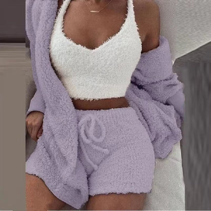 Kuscheliges Pyjama Set aus gestrickten Sherpa-Gewebe (3-teilig)