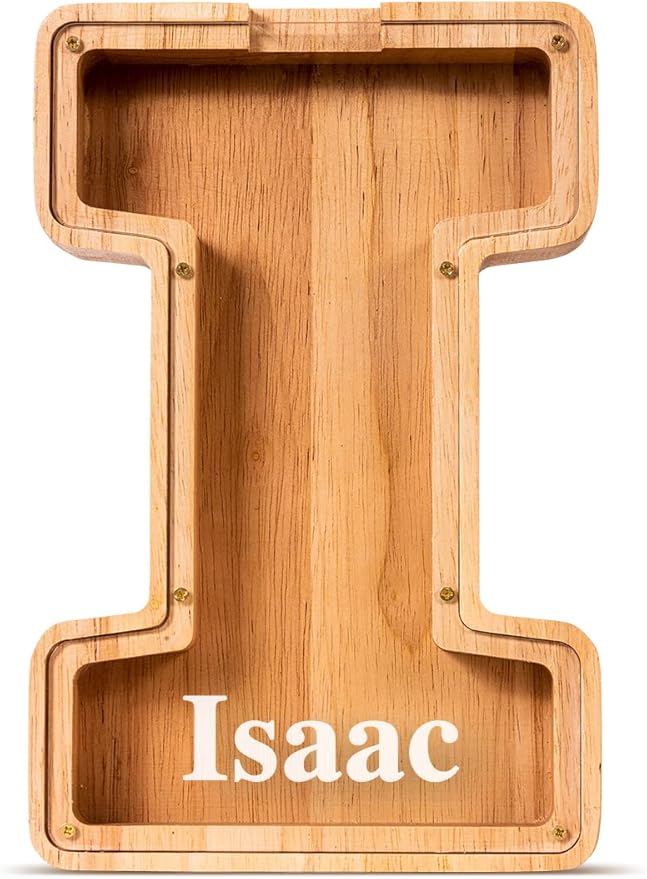 Handgefertigte Holz-Spardose in Buchstabenform (personalisierbar)