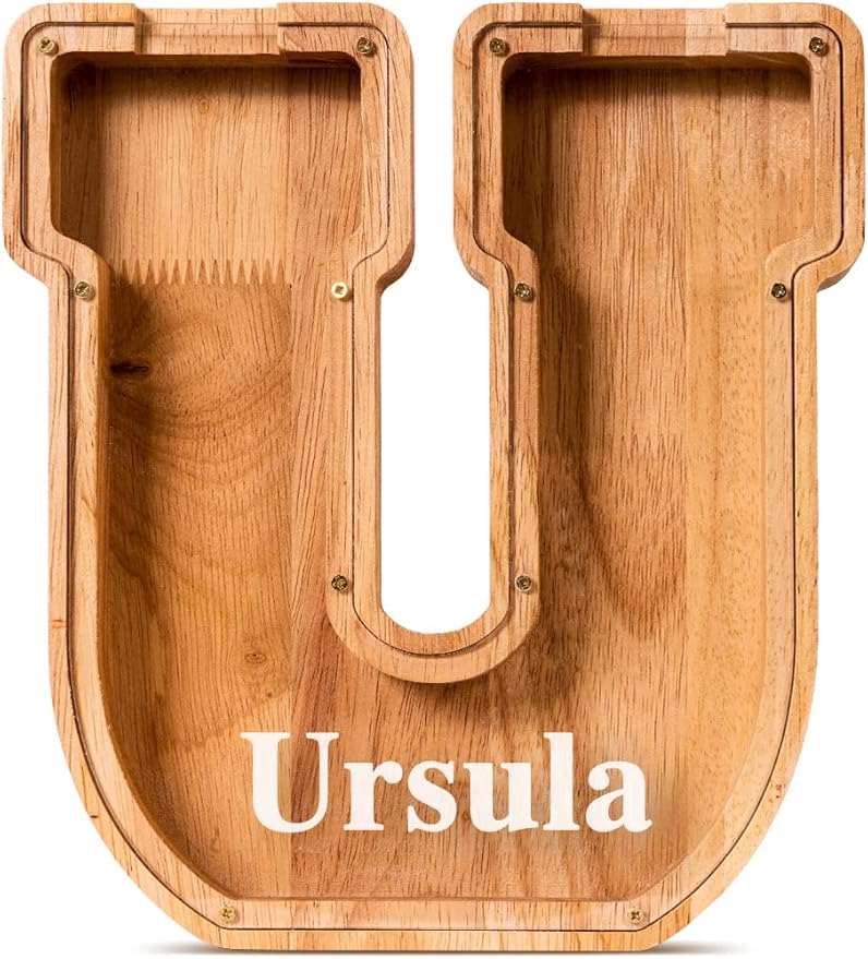 Handgefertigte Holz-Spardose in Buchstabenform (personalisierbar)