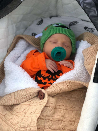 Gestrickter Baby-Schlafsack mit Sherpa-Innenfutter