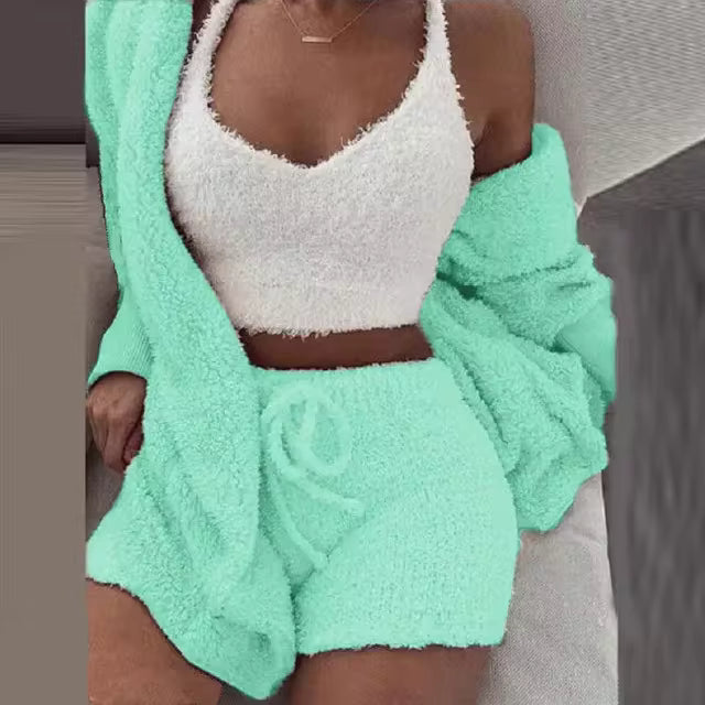 Kuscheliges Pyjama Set aus gestrickten Sherpa-Gewebe (3-teilig)