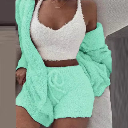Kuscheliges Pyjama Set aus gestrickten Sherpa-Gewebe (3-teilig)