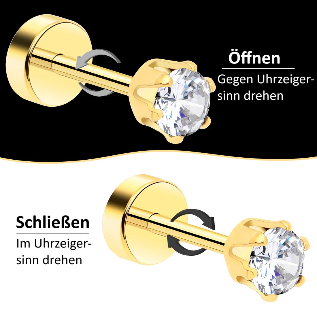 Ohrstecker mit flacher Rückseite