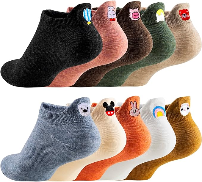 Bestickte Socken im Cartoon-Design (10 Paar Sets)