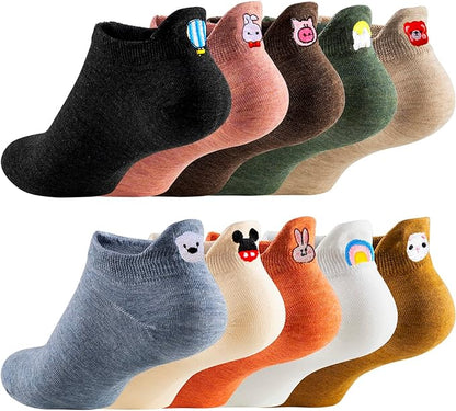 Bestickte Socken im Cartoon-Design (10 Paar Sets)