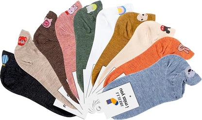 Bestickte Socken im Cartoon-Design (10 Paar Sets)