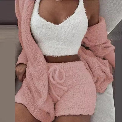 Kuscheliges Pyjama Set aus gestrickten Sherpa-Gewebe (3-teilig)