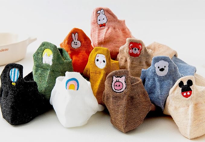 Bestickte Socken im Cartoon-Design (10 Paar Sets)