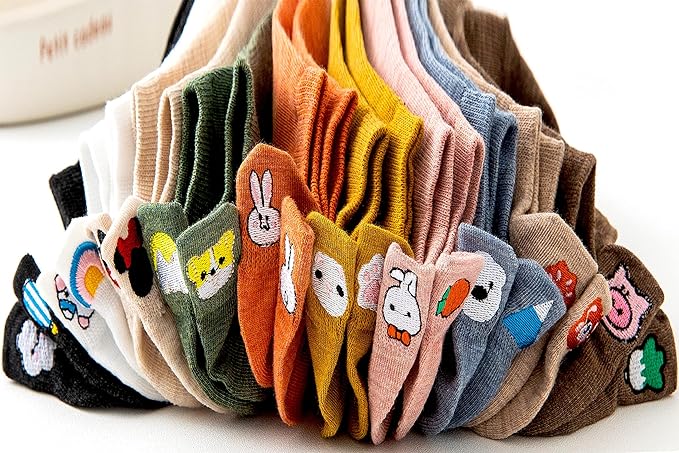 Bestickte Socken im Cartoon-Design (10 Paar Sets)