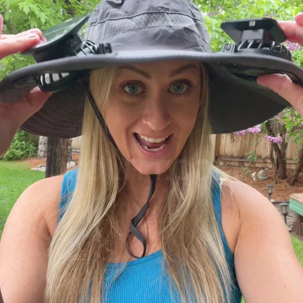 Sonnenhut mit 2 integrierten Solar-Ventilatoren