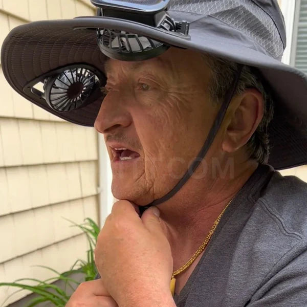 Sonnenhut mit 2 integrierten Solar-Ventilatoren