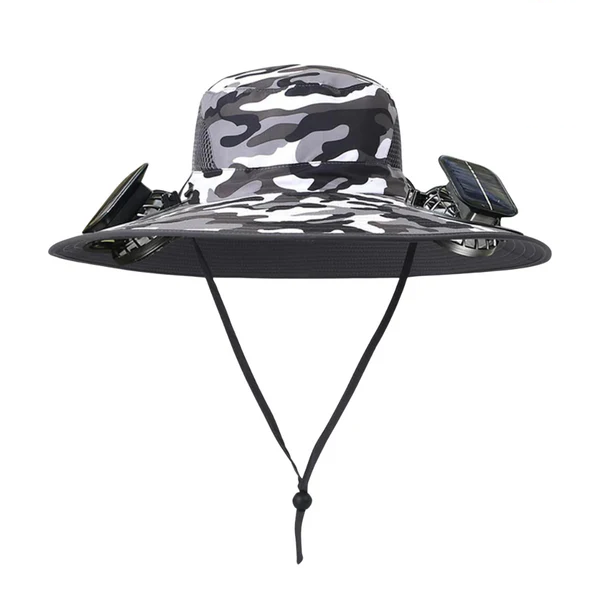 Sonnenhut mit 2 integrierten Solar-Ventilatoren