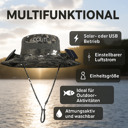 Sonnenhut mit 2 integrierten Solar-Ventilatoren