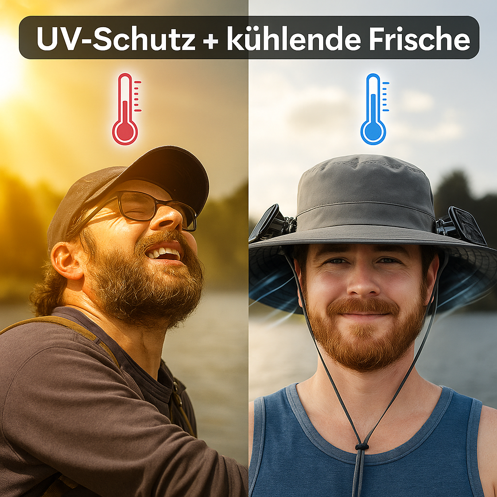 Sonnenhut mit 2 integrierten Solar-Ventilatoren