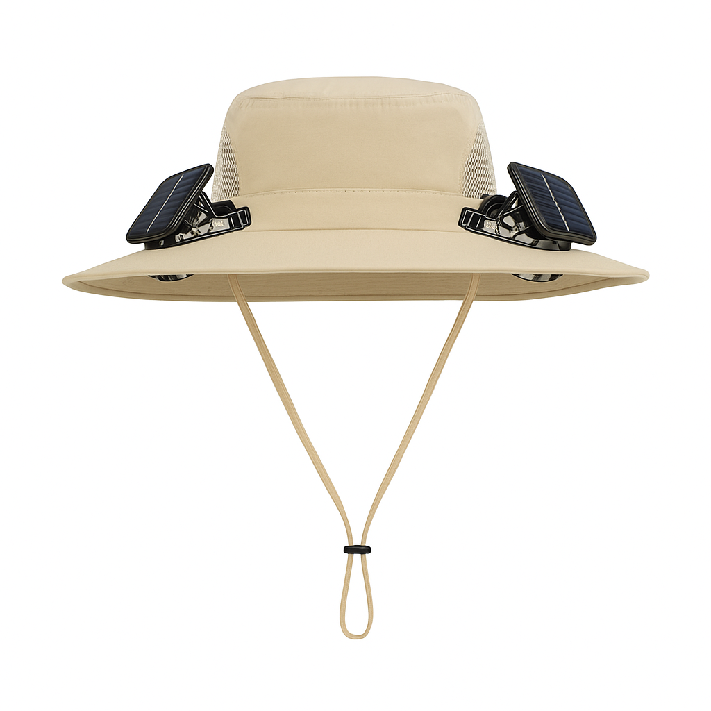 Sonnenhut mit 2 integrierten Solar-Ventilatoren