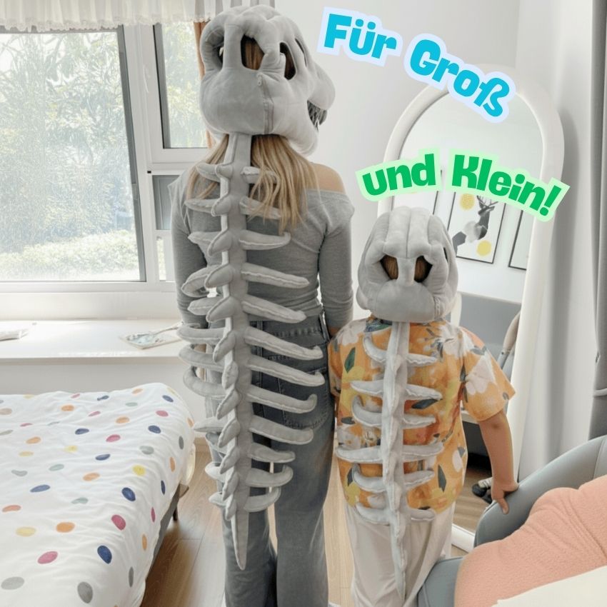 Dino-Skelett 3D Kostüm aus Plüsch