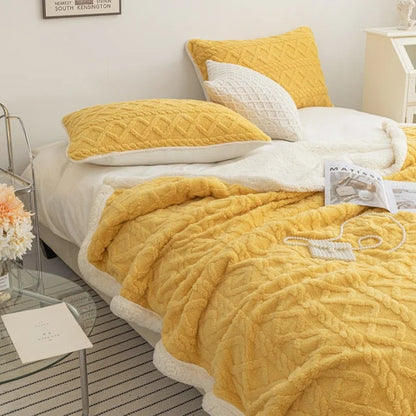 Gestrickte Sherpa Decken - gefüttert & mit Plüschinnenseite