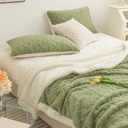 Gestrickte Sherpa Decken - gefüttert & mit Plüschinnenseite