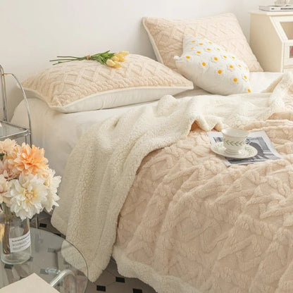 Gestrickte Sherpa Decken - gefüttert & mit Plüschinnenseite