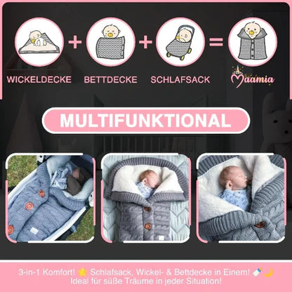 Gestrickter Baby-Schlafsack mit Sherpa-Innenfutter